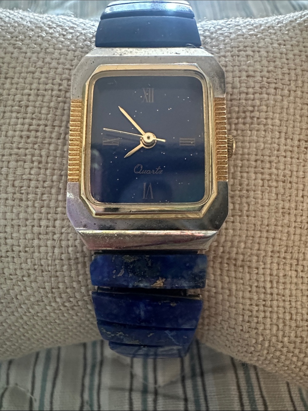 Blue Dial Quartz Watch with Lapis-Style Bracelet